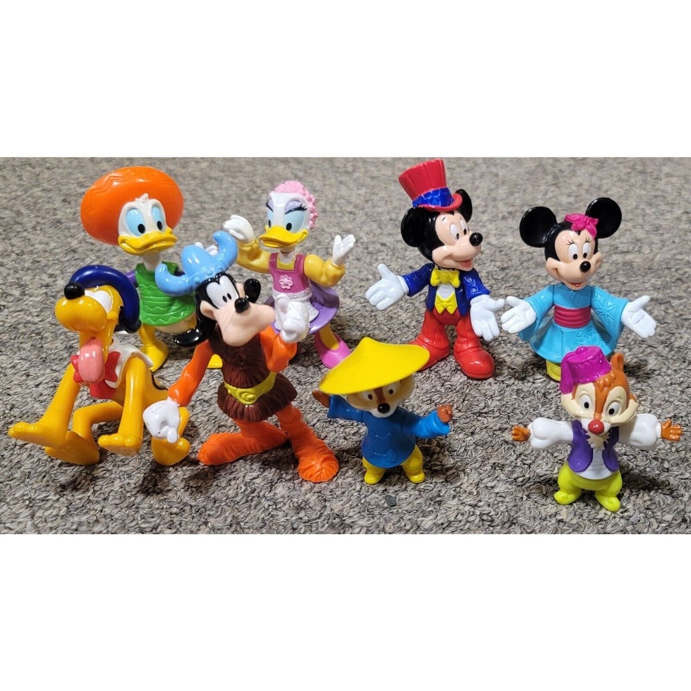 Disney Lot of 10 Posable 3.75” Figures Vintage Epcot Center, Mickey, Minnie